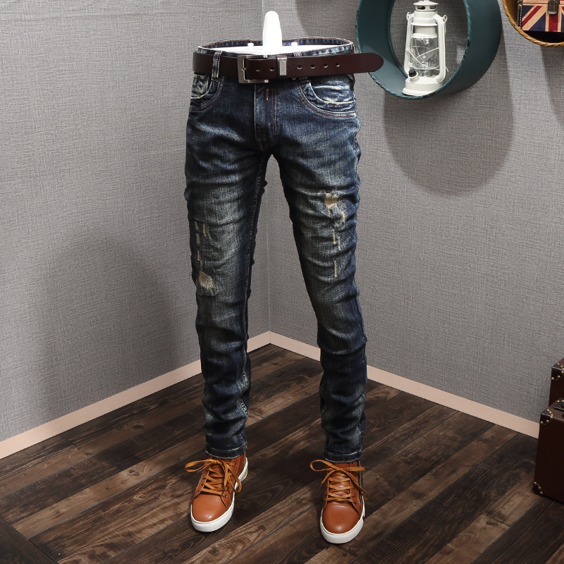 Image of 2023 Mens Designers Flared Jeans Hip Hop Spliced Flared Jeans Distressed Ripped Slim Fit Denim Trousers Mans Streetwear Washed Pants Size 28-38