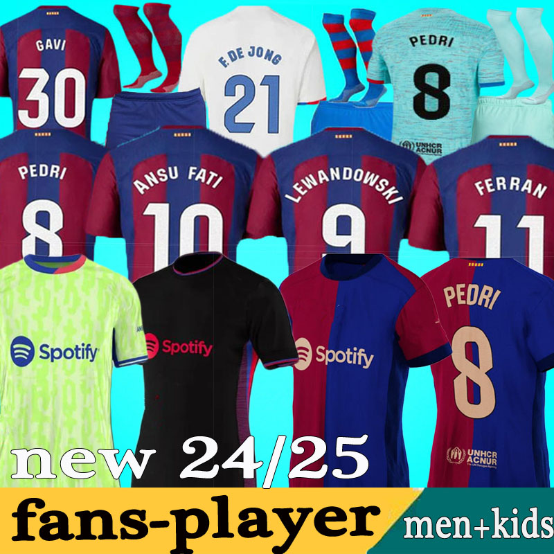 Image of 2024 soccer jerseys LEWANDOWSKI PEDRI GAVI R ARAUJO GAVI 23 24 25 Camisetas de football shirt FC BALDE FERRAN RAPHINHA barcelonas DEST men