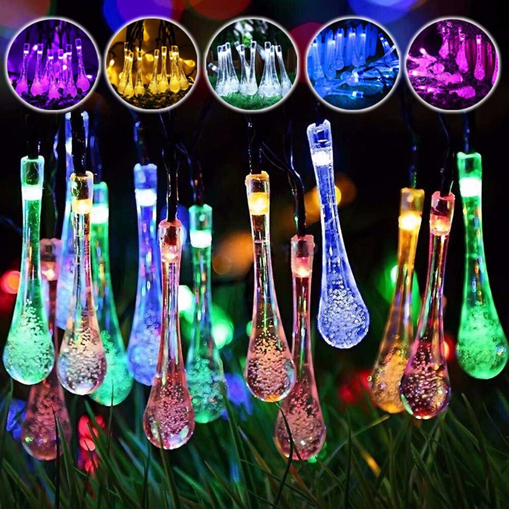 Image of 20M 200 LED Solar Water Drop Fairy String Light Garden Party Xmas Decor