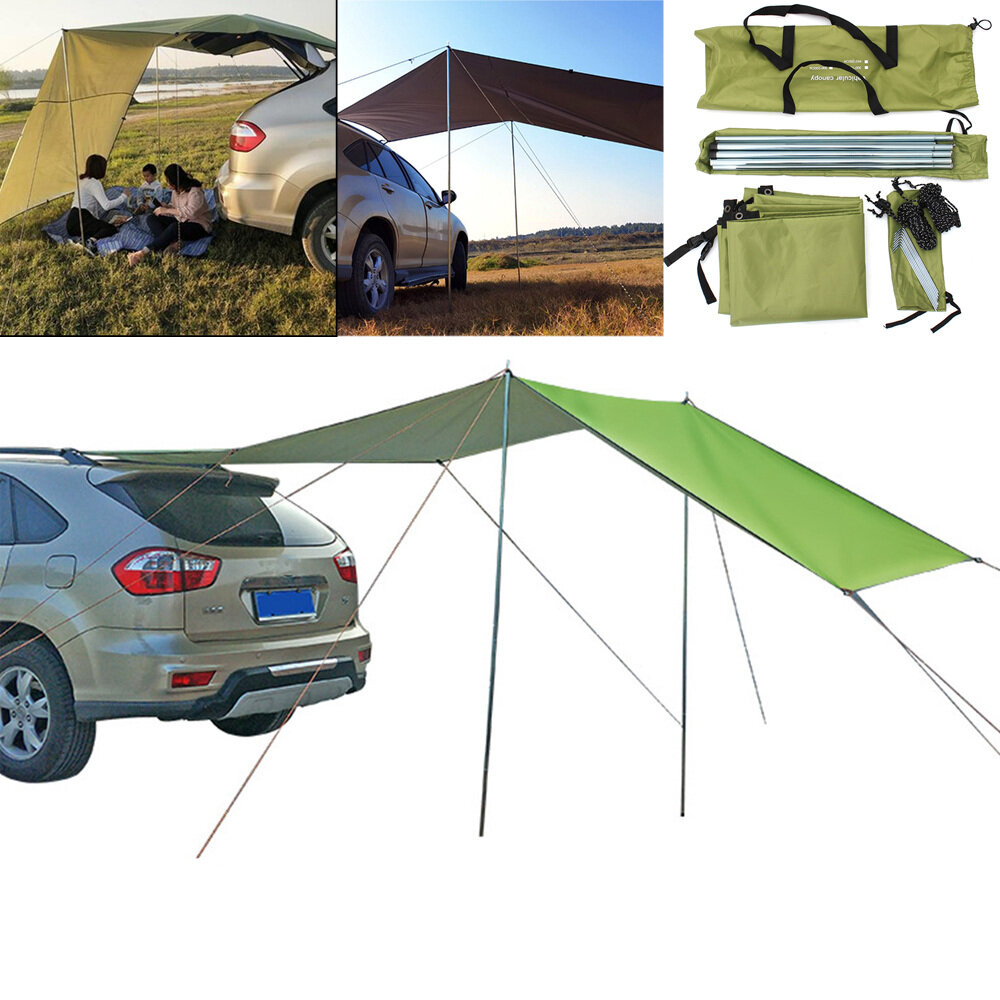 Image of 210D Oxford Cloth Car Side Awning Rooftop Tent Waterproof UV-proof Sunshade Canopy Cover Outdoor Camping Travel