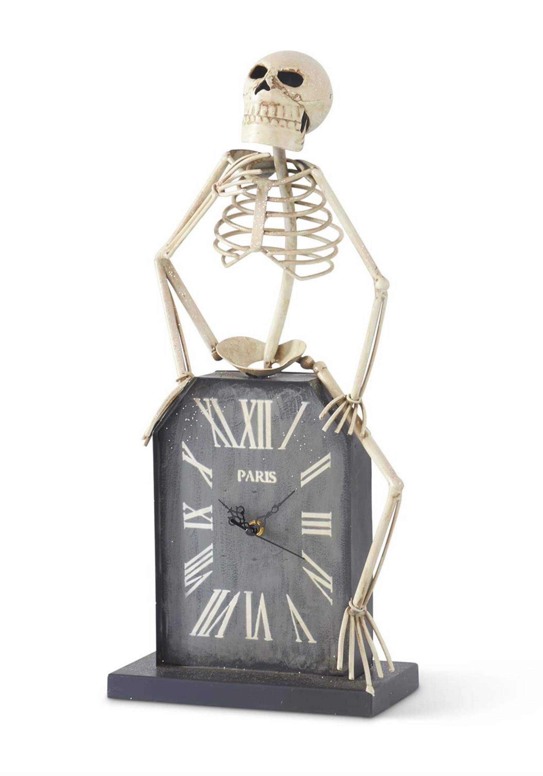 Image of 215" Tombstone Clock with Skeleton Halloween Prop | Skeleton Decorations ID KK42261A-ST