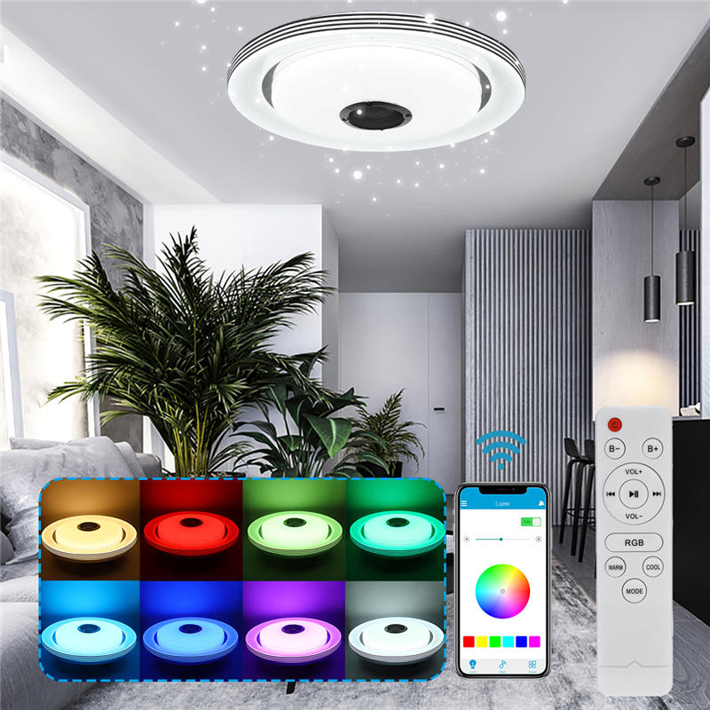 Image of 220V 48W Modern Dimmable 120LED RGBW Ceiling Light bluetooth Speaker Remote/APP Control