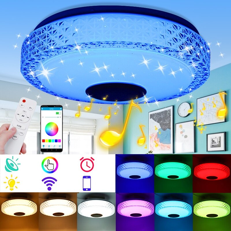 Image of 220V RGB LED Music Ceiling Lamp Dimmable bluetooth APP+Remote Control Kitchen Bedroom