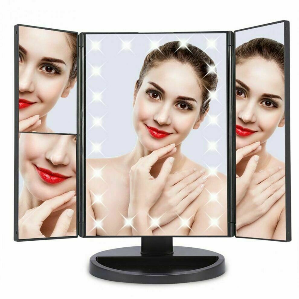 Image of 22LED Tri-Fold Touch Screen Makeup Mirror Table Cosmetic Vanity Light Mirror