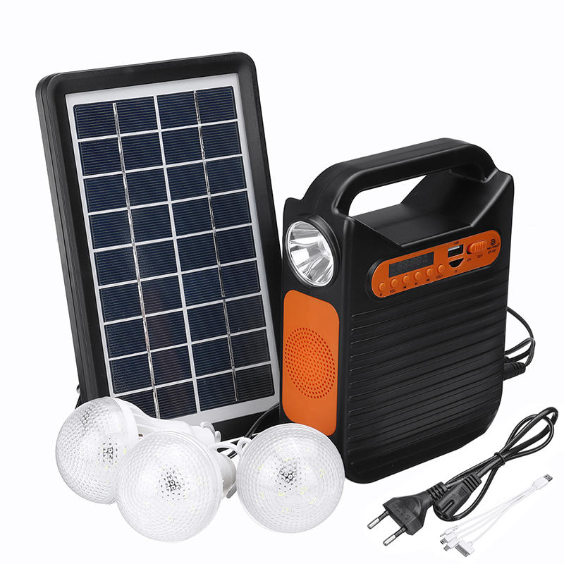 Image of 25W Solar Powered System Emergency DC System Light Kit Solar Generator FM Radio Audio USB Card Power Generation With Sol