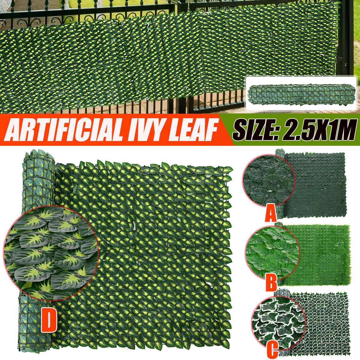Image of 25X1M Artificial Faux Ivy Leaf Privacy Fence Screen Hedge Decor Panels Garden Outdoor