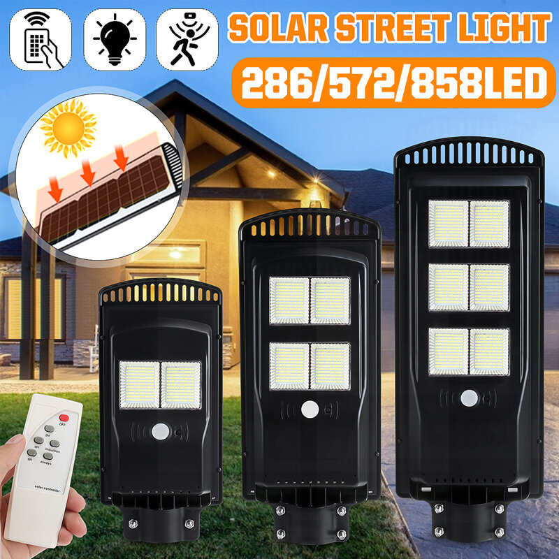 Image of 286/572/858LED Solar Street Light Motion Sensor Outdoor Wall Lamp with Timing Function + Remote Control
