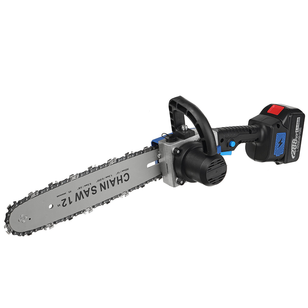 Image of 288VF 12" Cordless Electric Chain Saw One-Hand Saw Woodworking Tool W/ 1/2pcs Battery
