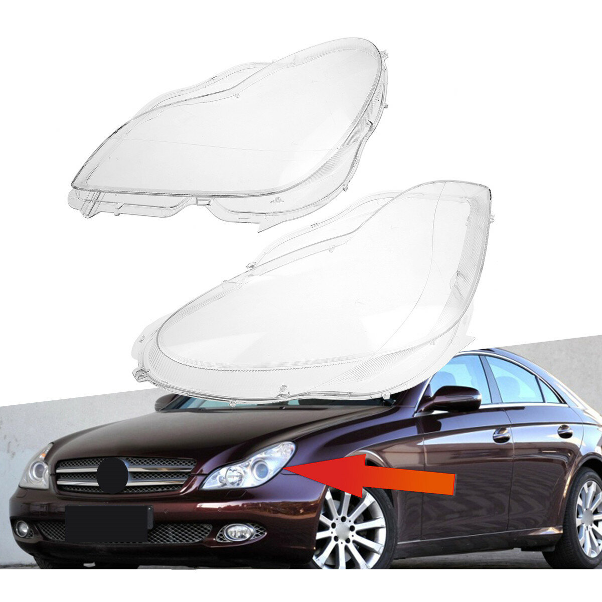 Image of 2Pcs Front Halogen Headlights Lamps Lens Cover Assies Hella For Benz W219 CLS550