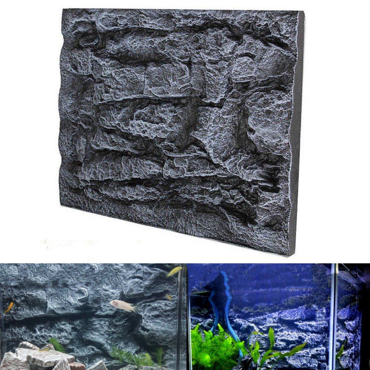 Image of 2pcs 3D Foam Rock Aquarium Background Backdrop Tank Fish Reptile Marine