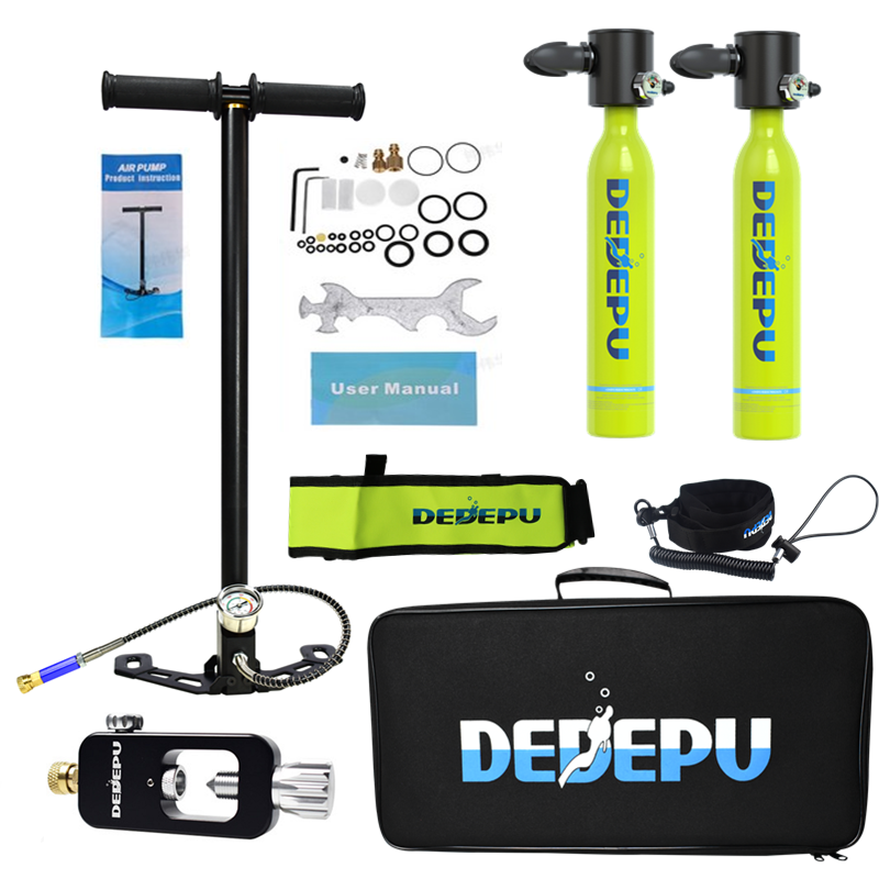 Image of 2x05L 11-in-1 DEDEPU Scuba Diving Tank Set Mini Air Oxygen Cylinder Underwater Equipment with Adapter Storage Bag Pump