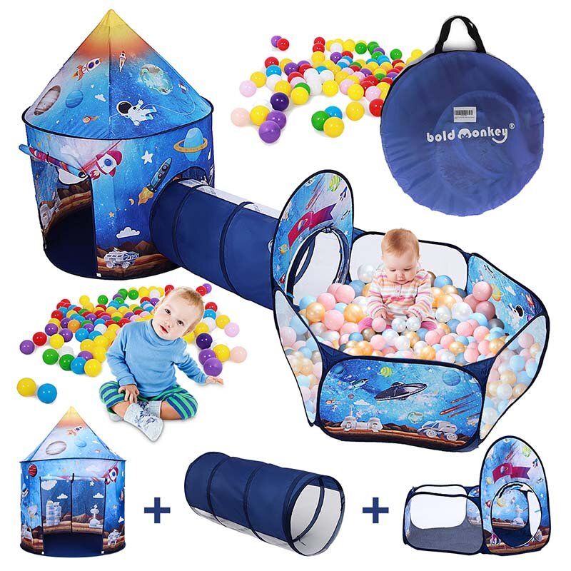 Image of 3 In 1 Play Tent Baby Toys Ball Pool for Children Kids Ocean Balls Pool Foldable Kids Play Tent Playpen Tunnel Play Hous