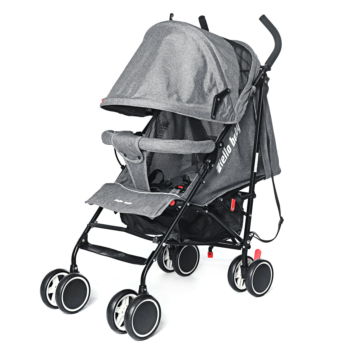 Image of 3-Levels Adjustable Folding Baby Stroller With Sun Hood High Landscape Shockproof Infant Pushchairs