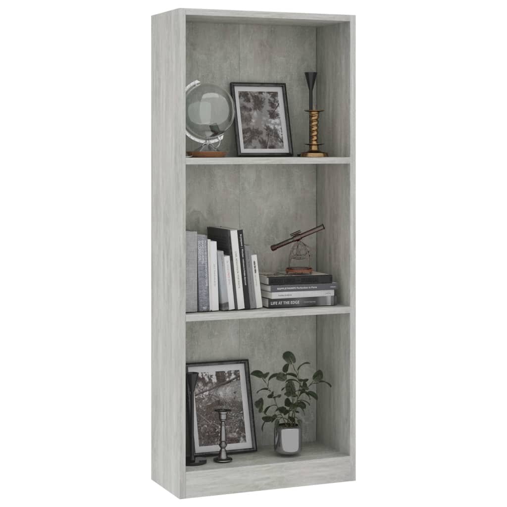 Image of 3-Tier Book Cabinet Concrete Gray 157"x94"x425" Chipboard