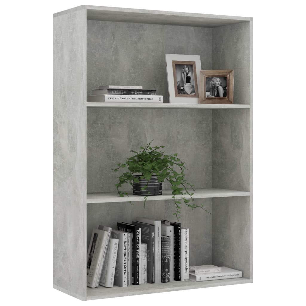 Image of 3-Tier Book Cabinet Concrete Gray 315"x118"x448" Chipboard