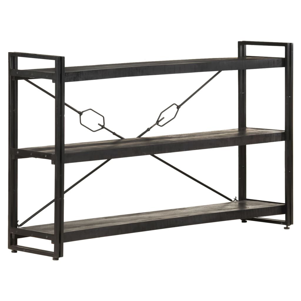 Image of 3-Tier Bookcase Black 551"x118"x315" Solid Mango Wood
