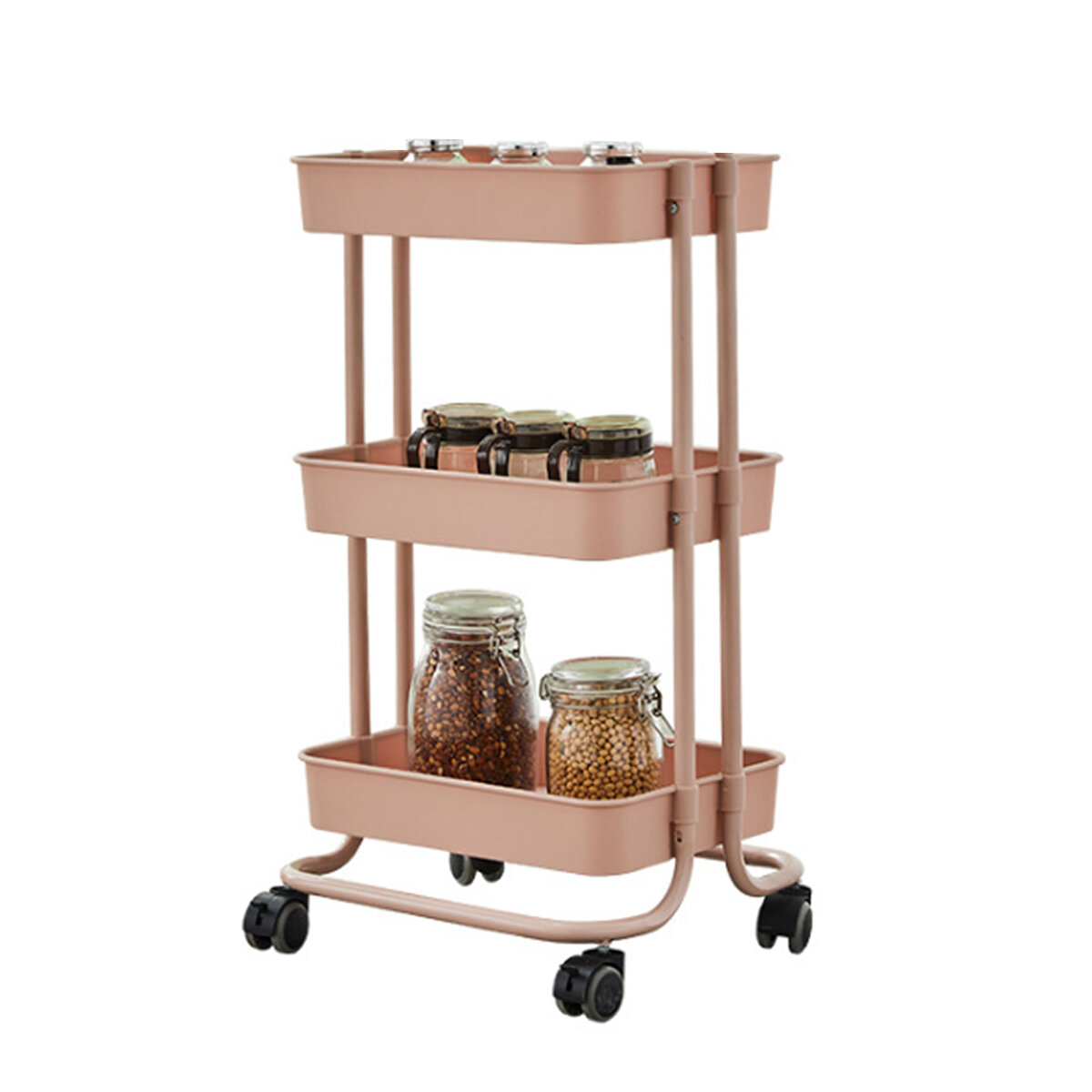 Image of 3-Tier Mobile Storage Organizer Trolley Cart Shelf for Kitchen
