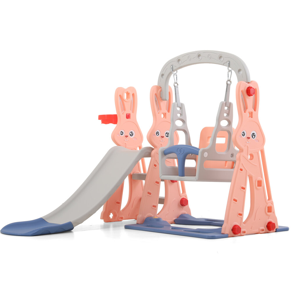 Image of 3-in-1 Children Slide Swing Basketball Hoop Baby Toy Play Game Outdoor Indoor Baby Amusement Park Gifts