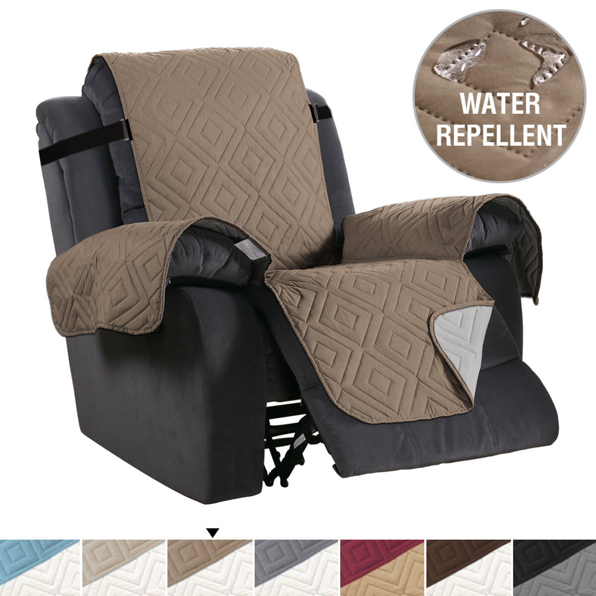 Image of 30 inch Larger Breathable Waterproof Wear-Resisting Double-Sided Available Polyester Recliner Chair Slipcover