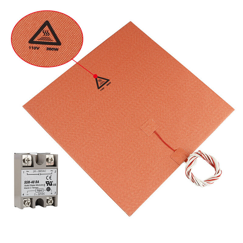 Image of 300*300mm 110V 300W Silicone Pad Heated Bed Heating Pad + SSR Solid State Relay Kit for 3D Printer