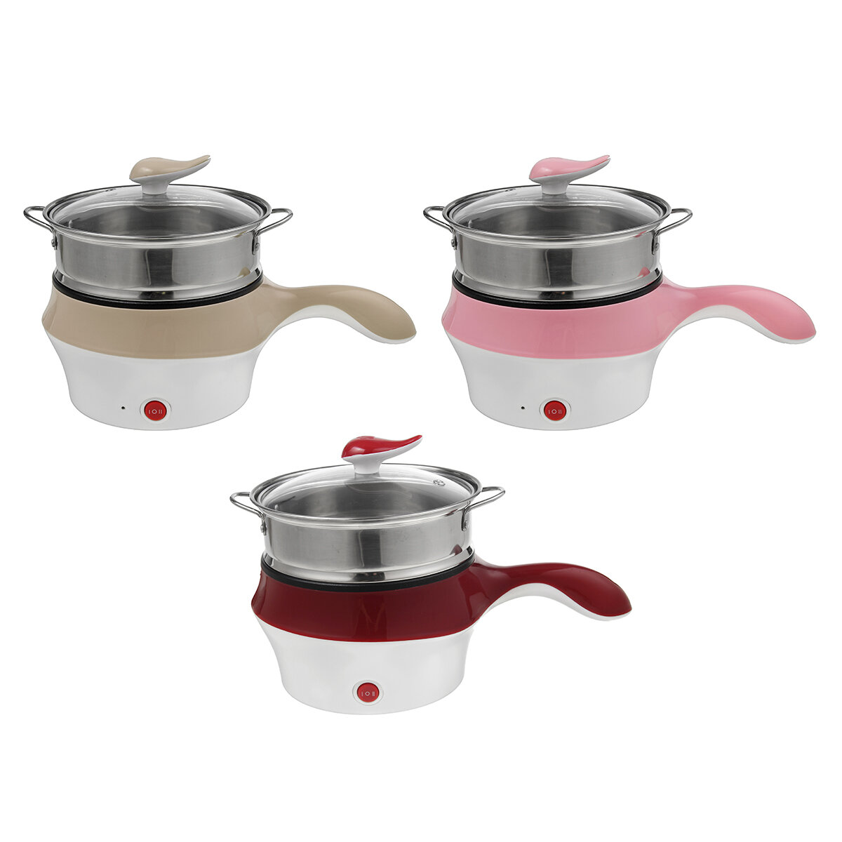 Image of 300W 220V Multifunction Cooker Non Sticky Pan Fried Steam Double-Layer Cooker Mini Electric Pot Pan Fry