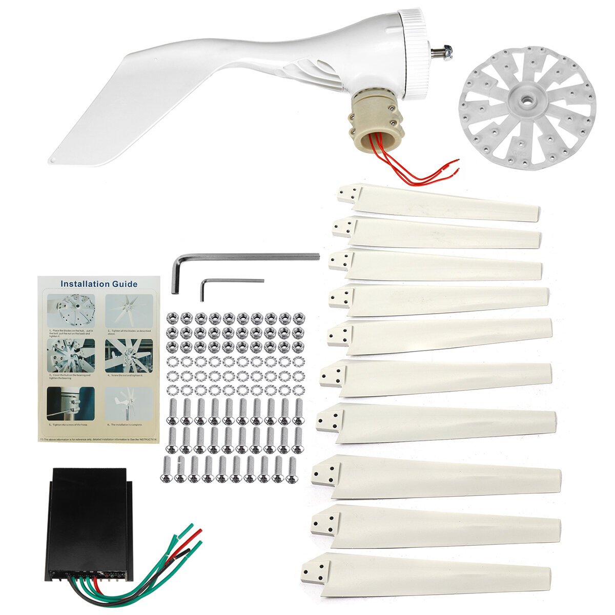 Image of 300W Wind Turbines Generator 10 Blades 12V/24V Wind Controller Turbine Generator kit for Home/Camping