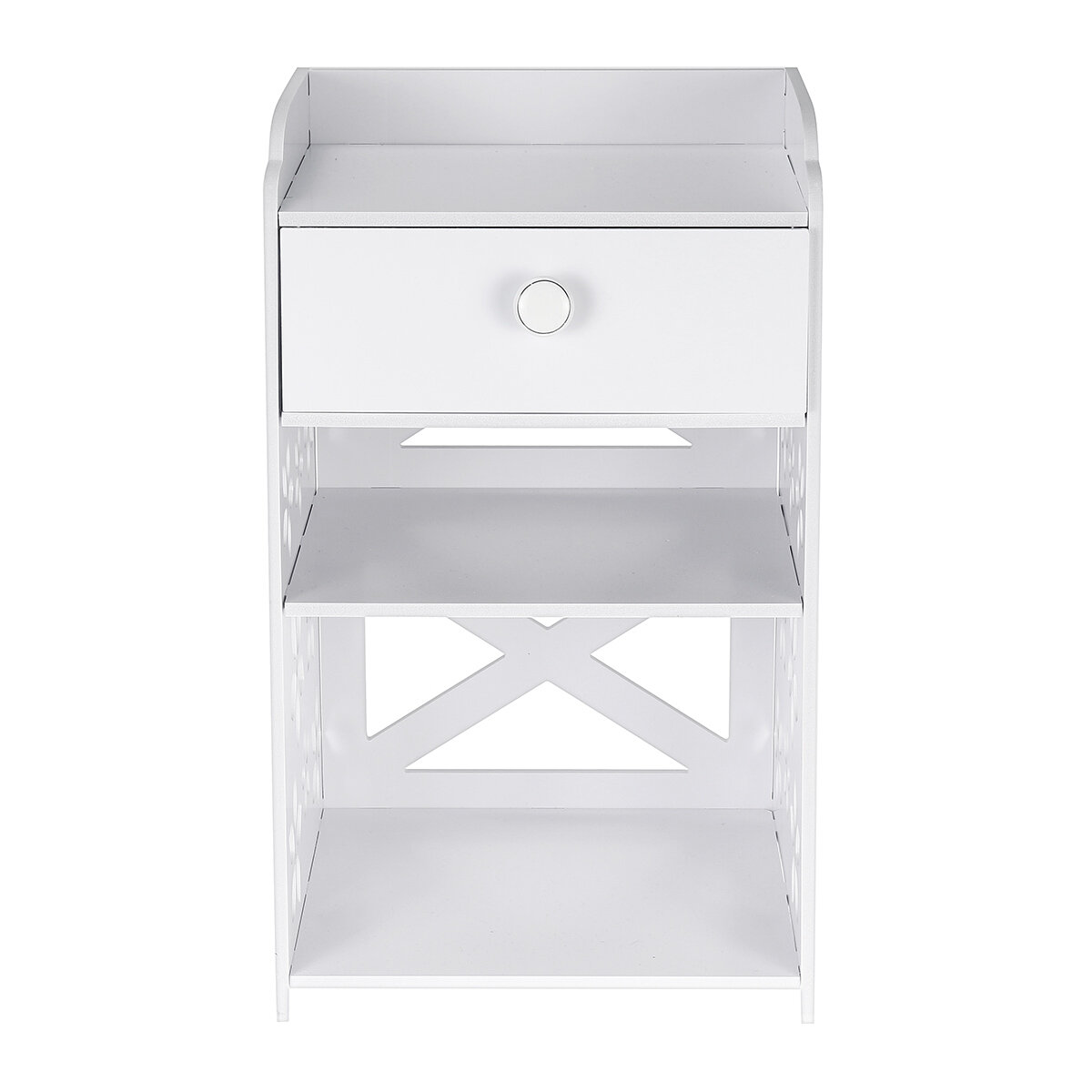 Image of 30*30*50cm Retro Rural Style White Bedside Table Shelf Rack Cosmetic Storage Shelf