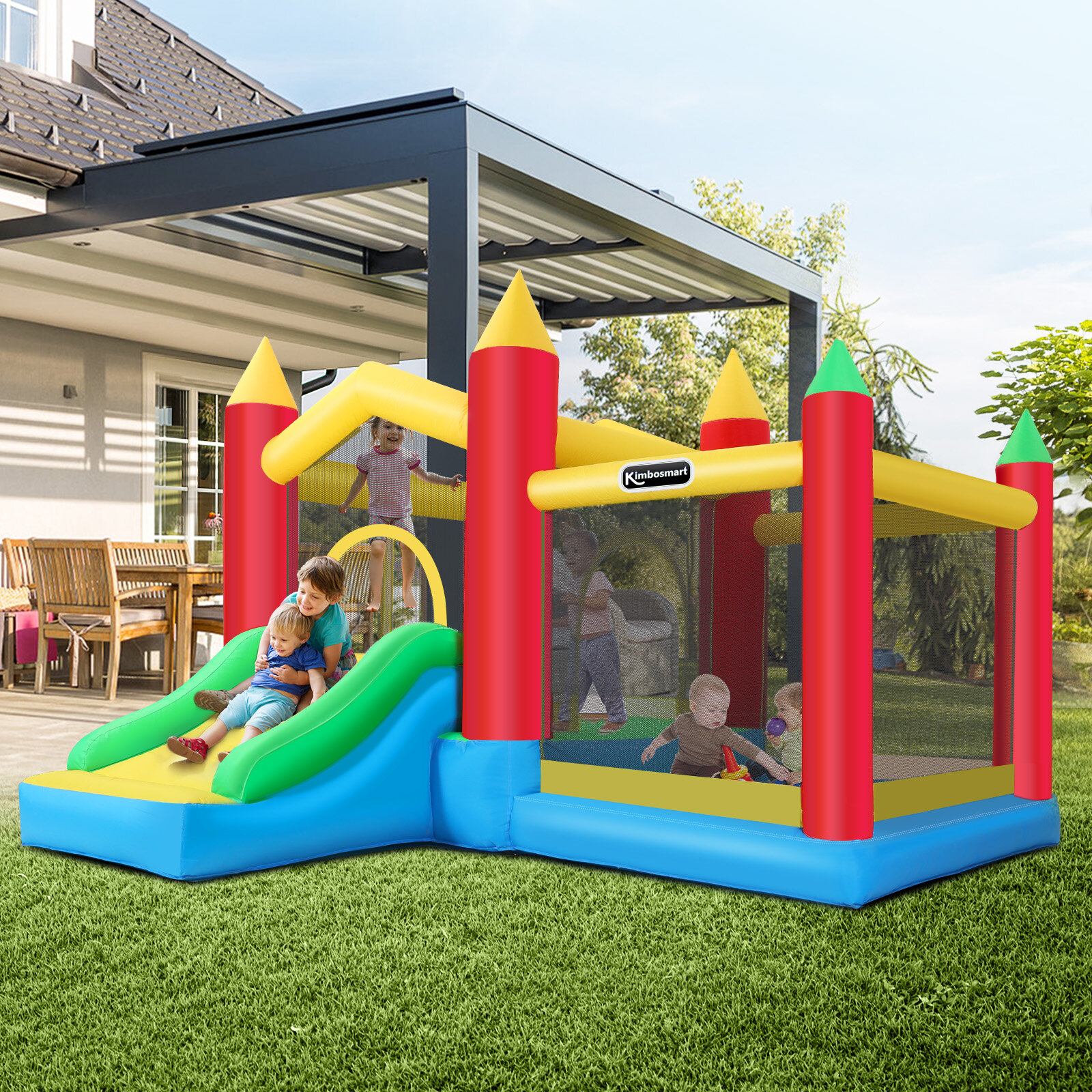 Image of 306*280*218cm Basic Inflatable Castle Trampoline + Slide + Toy Pool Inflatable Toy