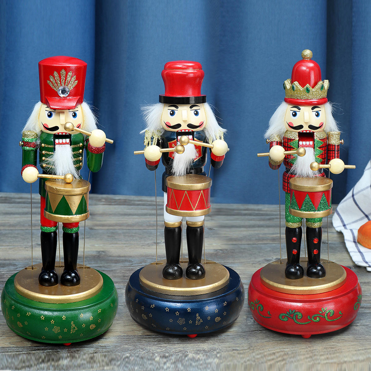 Image of 32CM Wooden Guard Nutcracker Soldier Toy Music Box Christmas Decorations Xmas Gift