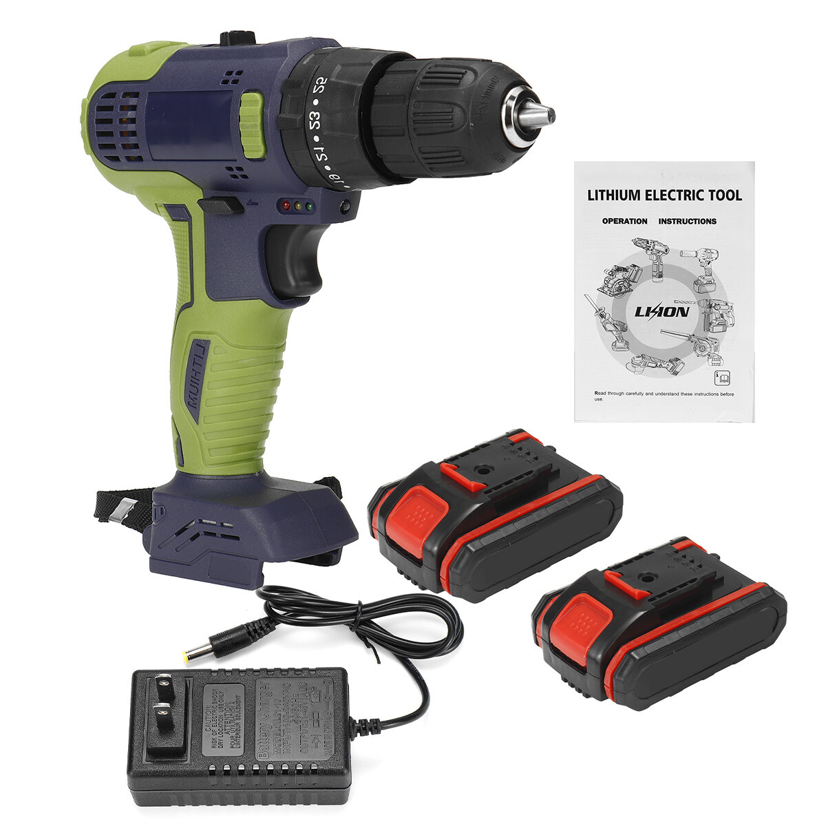 Image of 32V Brushless Impact Drill Lithium Electric Torque Drill Driver With 1/2 Battery LED Light