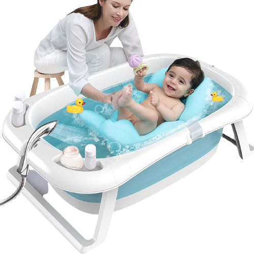 Image of 33 Inch Baby Washing Bathtub with Smart Thermometer Portable Shower Basin Baby Tubs Collapsible Bathtub