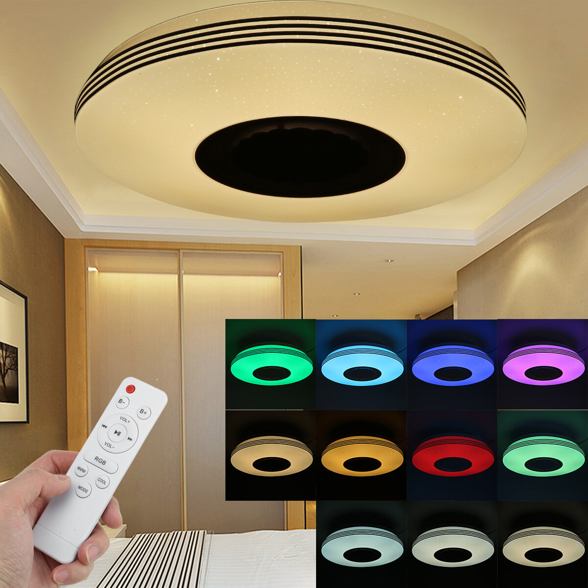 Image of 34cm LED Ceiling Light RGB bluetooth Music Speaker Dimmer APP Remote Control Lamps