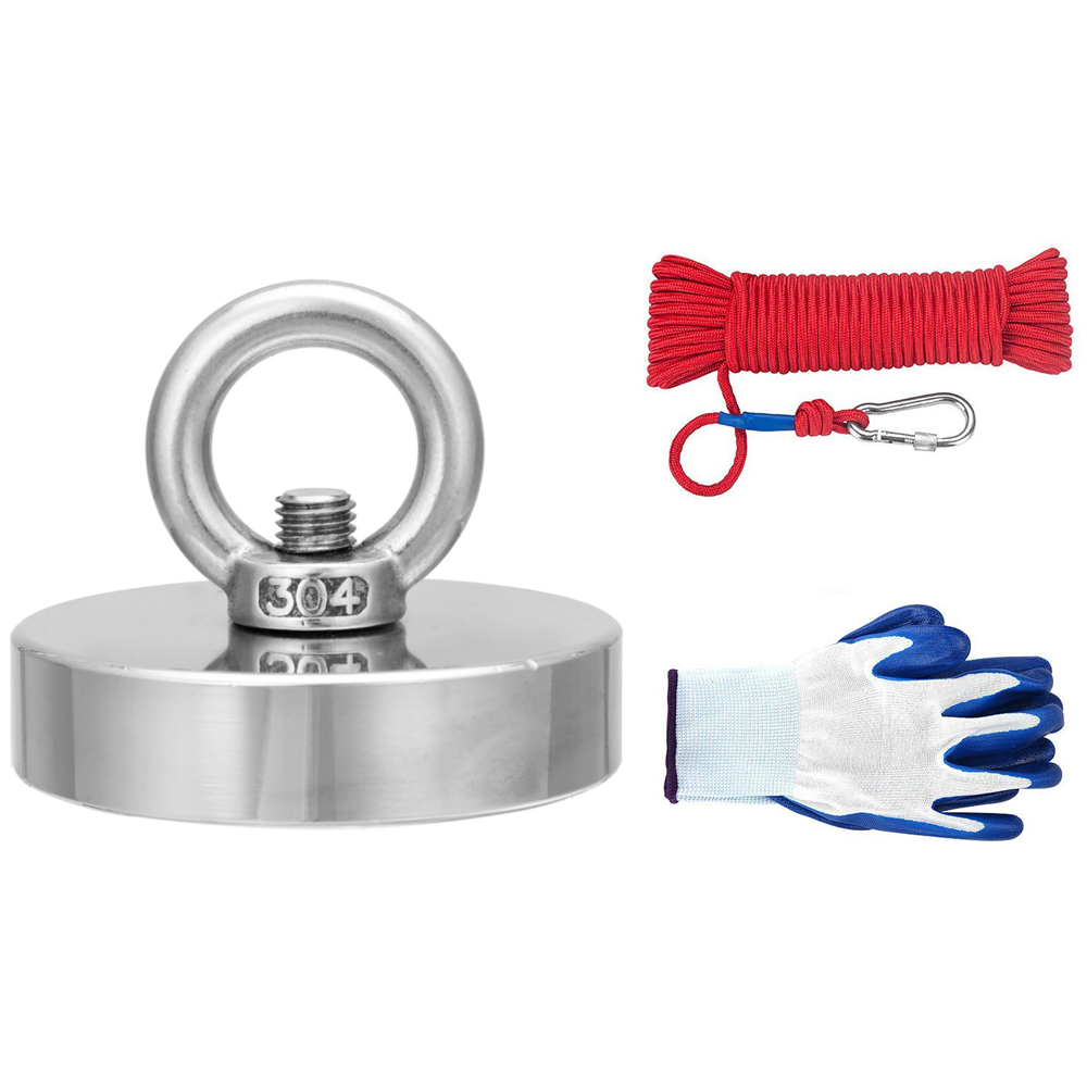 Image of 35-600KG Neodymium Fishing Salvage Recovery Magnet with 20M Rope and Gloves For Detecting Metal Treasure