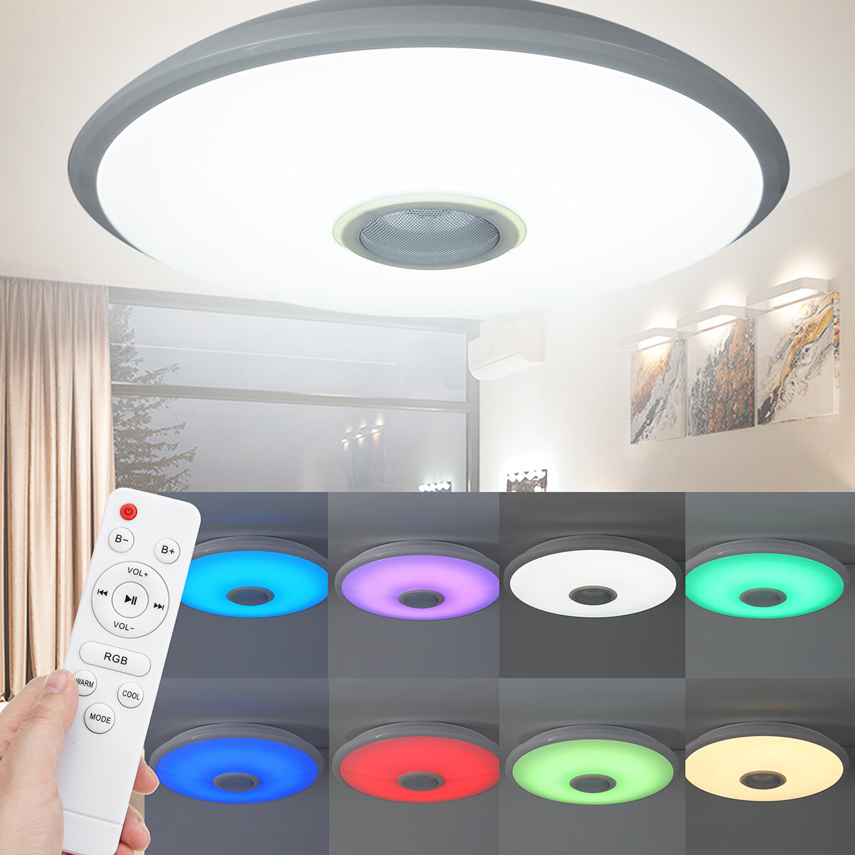 Image of 36/72W 110V/220V WIFI bluetooth LED Ceiling Light 256 Color RGB Music Dimmable Lamp Remote