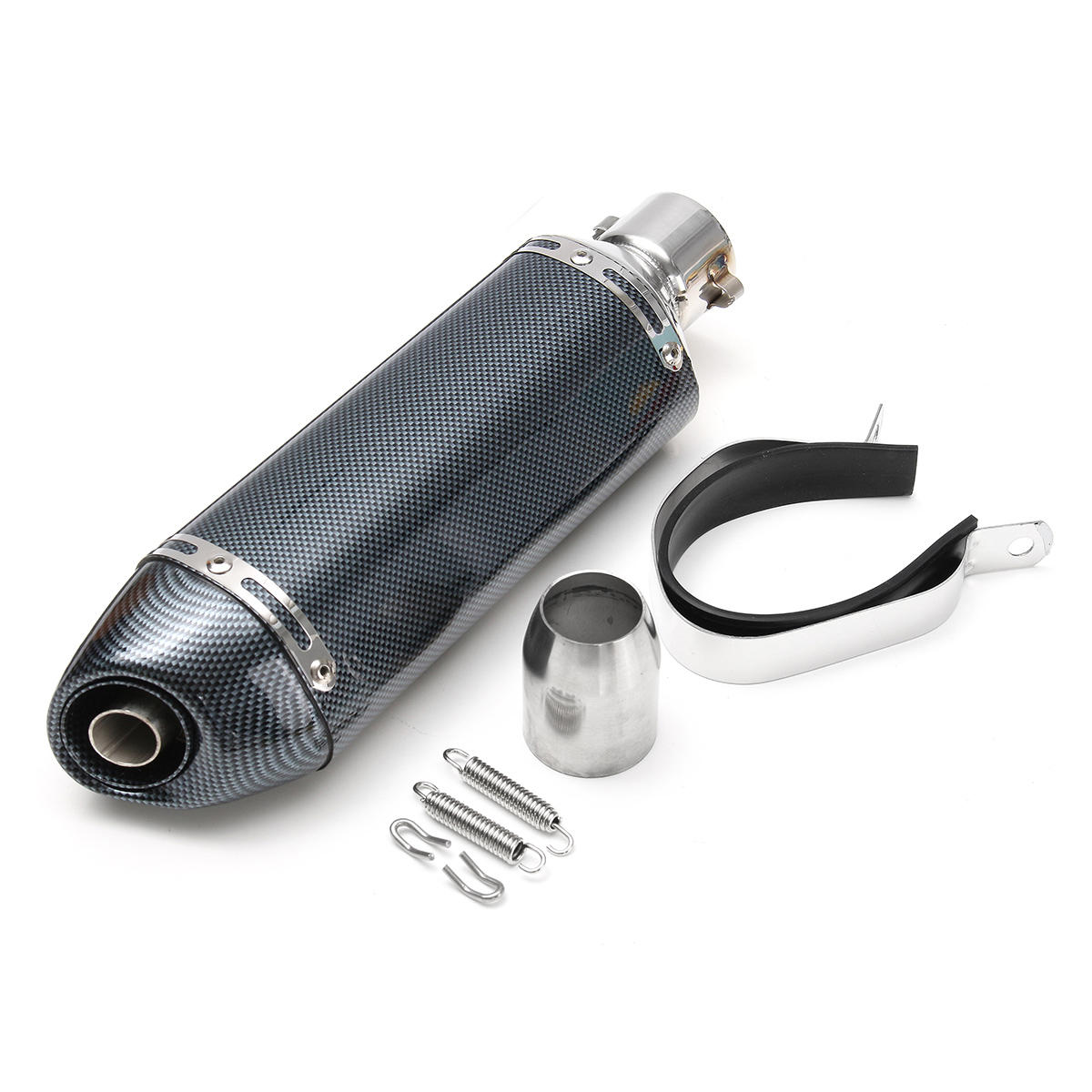 Image of 38mm-51mm Motorcycle Carbon Stainless Steel Exhaust Muffler Pipe with Removable Silencer Universal