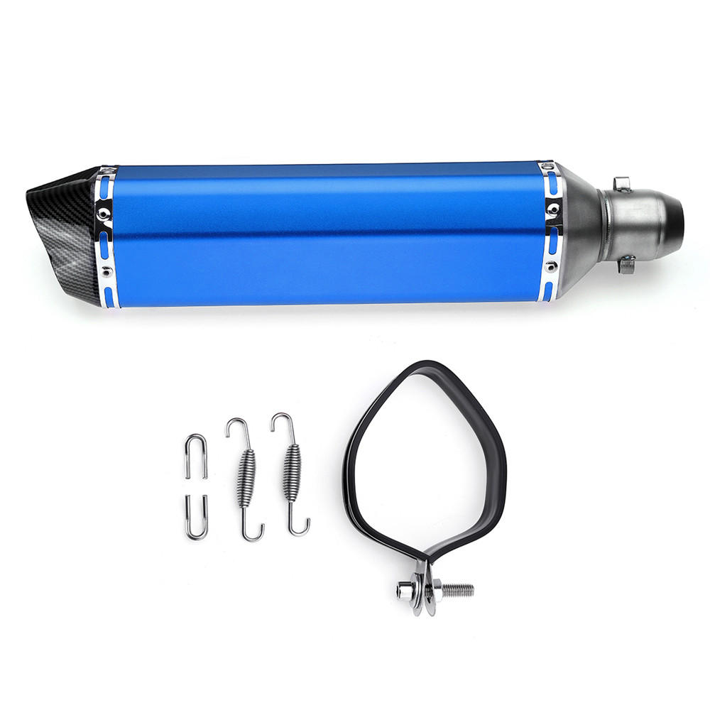 Image of 38mm-51mm Stainless Steel+Carbon Fiber Motorcycle Exhaust Muffler with Install Kit