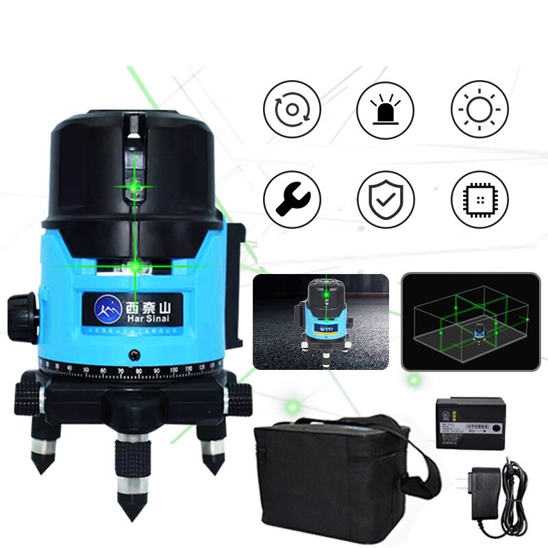 Image of 3D 360° Rotary Green Laser Level 5 Lines Self-Leveling Cross Horizontal Vertical Measuring Tool