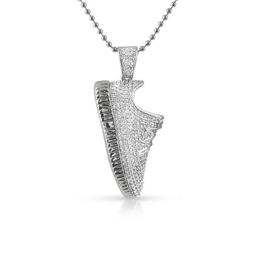 Image of 3D Sneaker Shoe Kicks Rhodium Iced Out Pendant ID 10051050471466