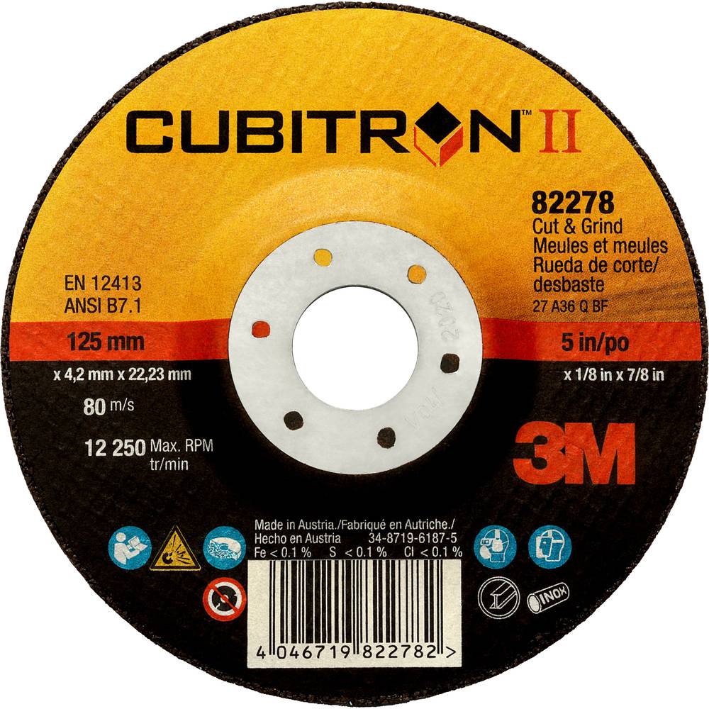Image of 3M 81152 Cubitronâ¢ II Cut & Grind T27 Grinding disc Diameter 150 mm Bore diameter 2223 mm 10 pc(s)