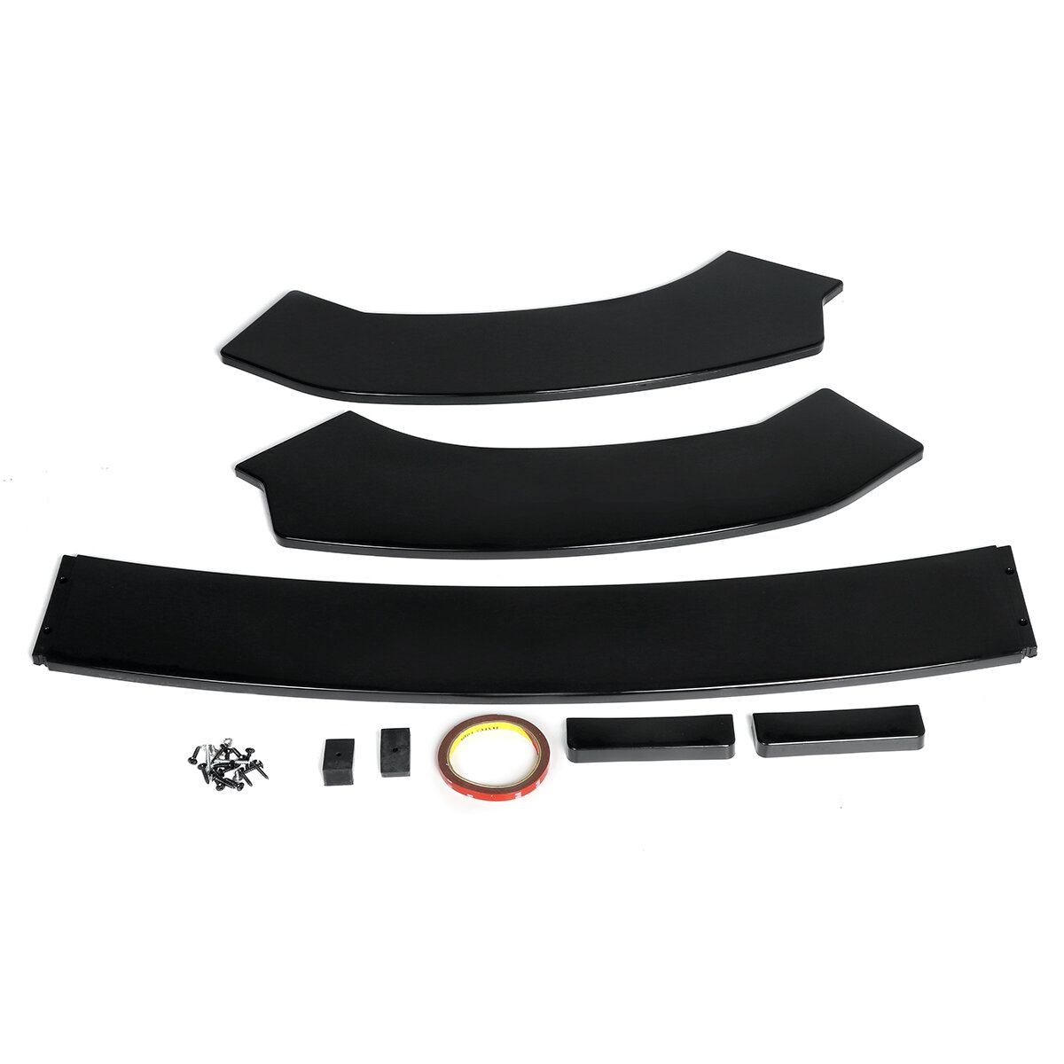 Image of 3pcs Front Lip Chin Bumper Body Kits Black With Black Line New For Car Universal