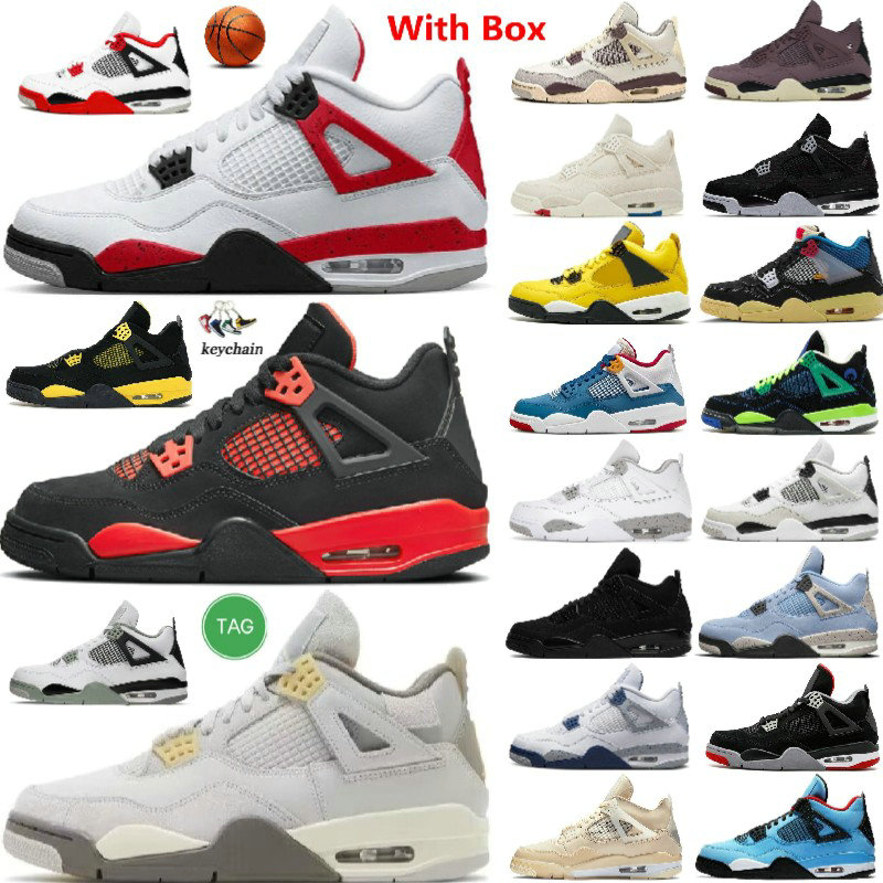 Image of 4 Men Basketball Shoes 4s Sports Sneakers Craft Photon Dust Oil Green Seafoam Military Black Cement Fire Red Thunder Canvas Bred Oreo Cat OG