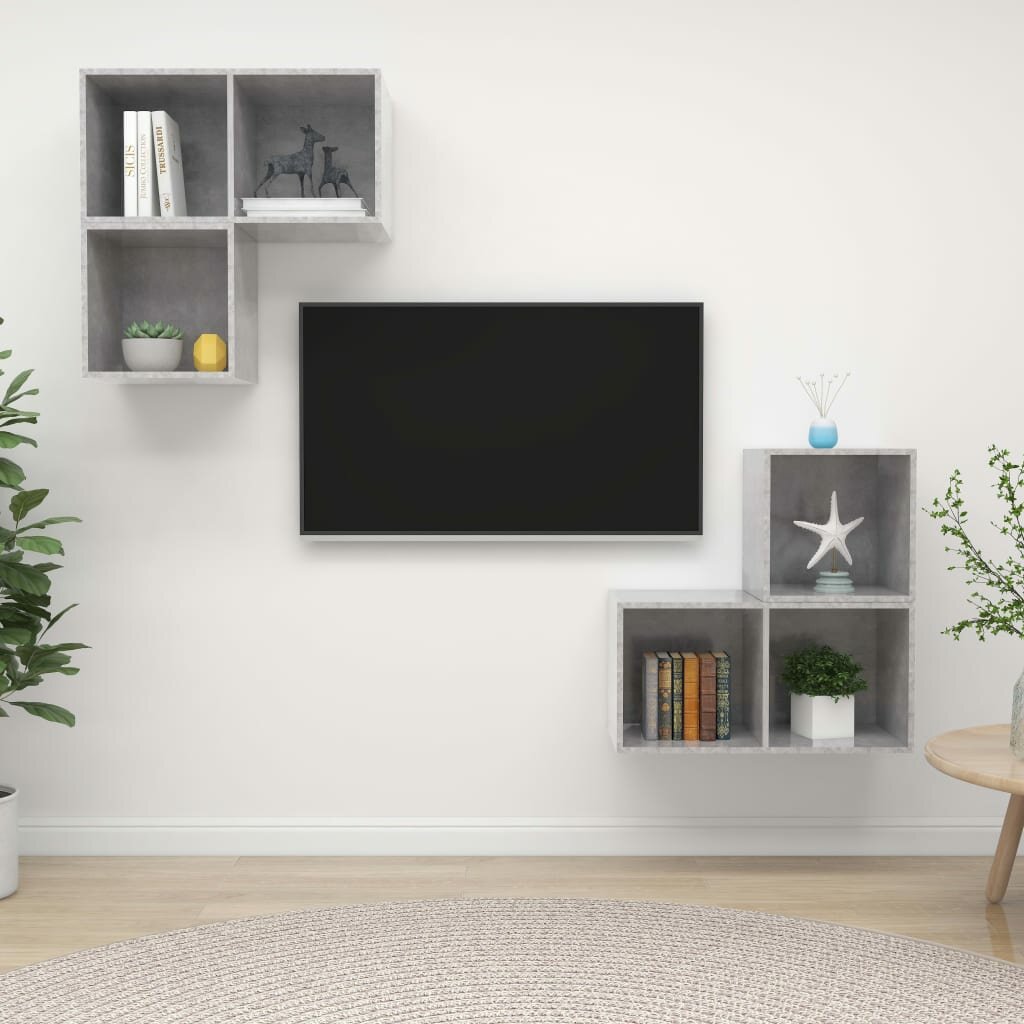 Image of 4 Piece TV Cabinet Set Concrete Gray Chipboard