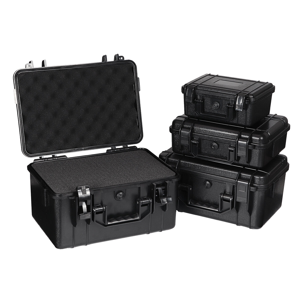 Image of 4 Sizes ABS Plastic Sealed Waterproof Storage Case Foam Impact -Resistant Hiking Portable Tool Box Dry Box