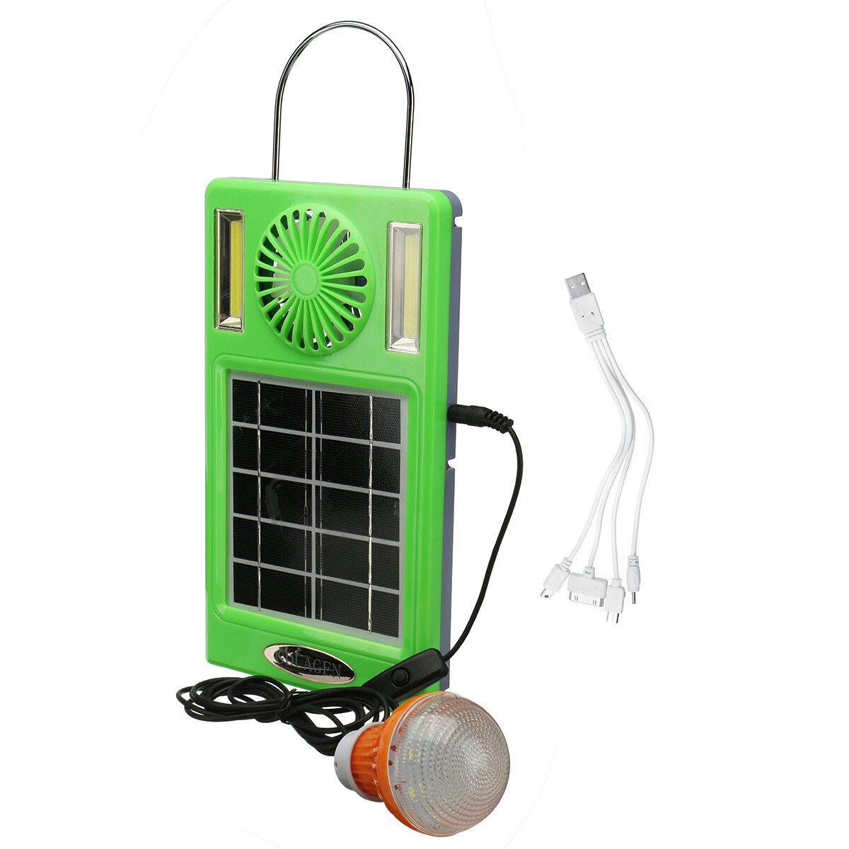 Image of 4-in-1 750lm Camping Light COB Work Light Solar Power Panel Fan Power Bank EDC Outdoor Travel