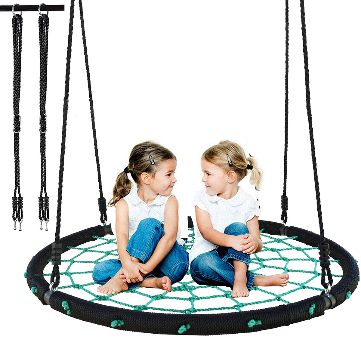 Image of 40/43 Inch Swing Outdoor Children Entertainment Round Toy Swing Sturdy Garden Patio Swing Durable Hanging Chair