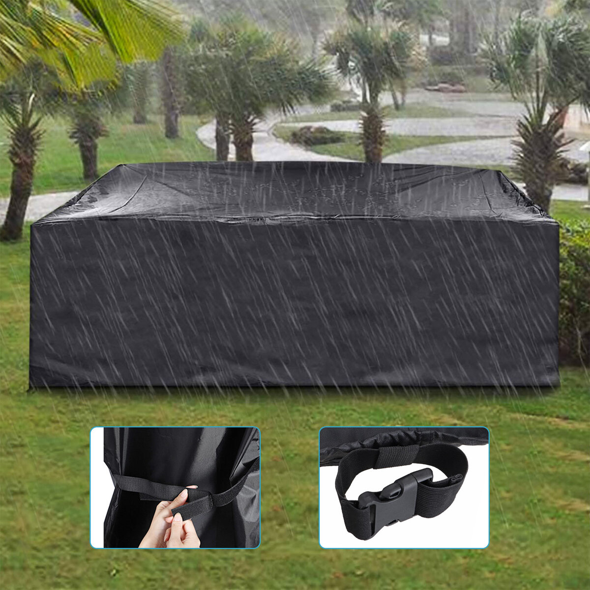 Image of 420D Oxford Polyester Patio Furniture Cover Waterproof Anti-UVDust Cover Windproof Anti-snow Furniture Cover