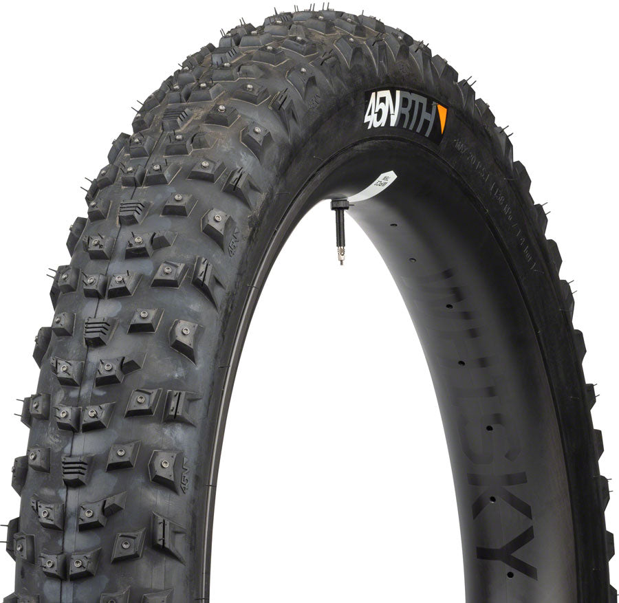 Image of 45NRTH Wrathlorde Tire - 275 x 4 Tubeless Folding Black 120 TPI 300 XL Concave Carbide Studs