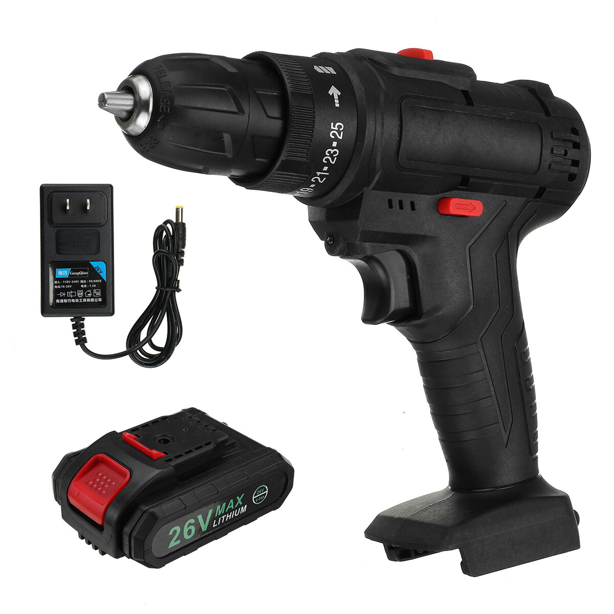 Image of 48V 1500W Electric Drill 28Nm Max Torque LED Light Screwdriver Power W/ 1/2pc Battery