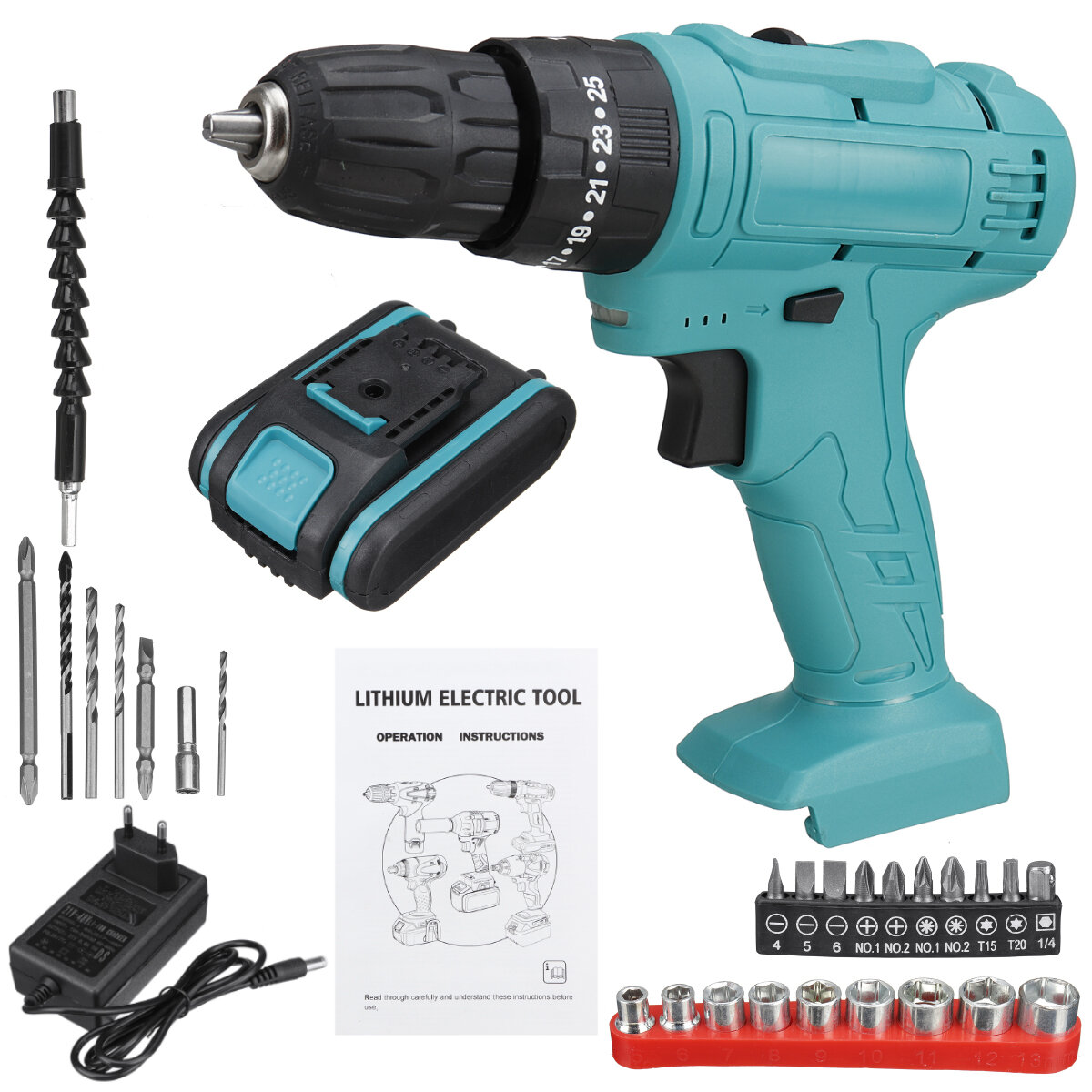 Image of 48V Impact Electric Drill 6000mAh Drill Screwdriver W/ LED Working Light W/ 1/2pc Battery