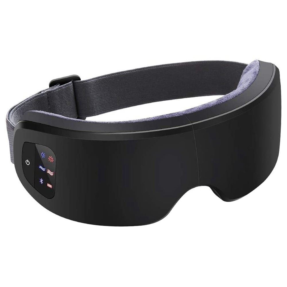 Image of 4D Smart Eye Massager Two Modes Air Pressure Massage Bluetooth Connection USB Wireless Charging Heating Relieve Dry Eyes - Black